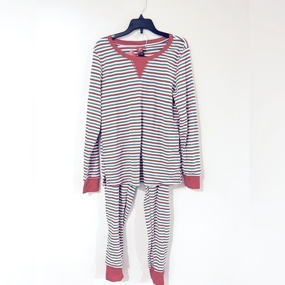 Family Pajamas Matching Women's Thermal Waffle Holiday Stripe Pajama Set XS - Picture 6 of 9